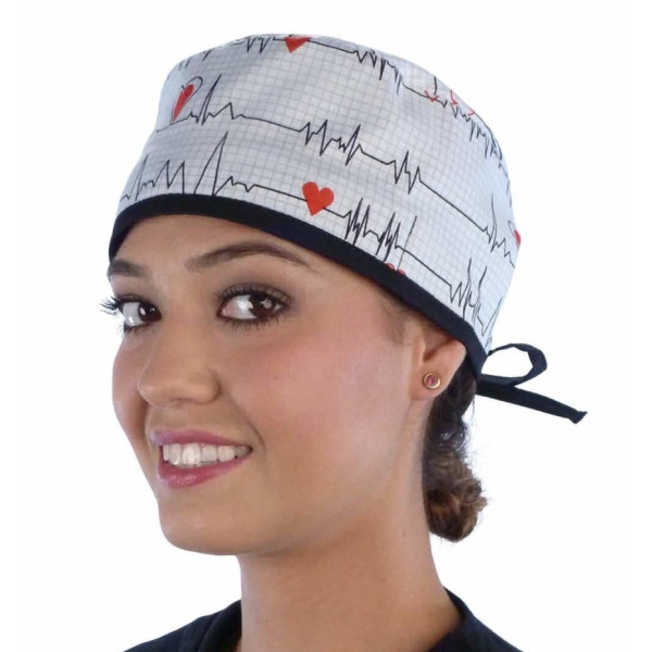 Calot médical "Battements de Coeur" (210-8487-BL) femme face