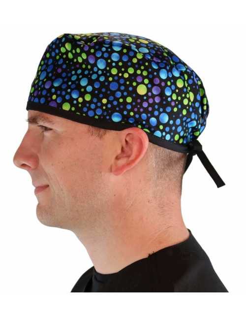 Gorra médica "Azul, verde, puntos púrpura" (210-8653-BL)