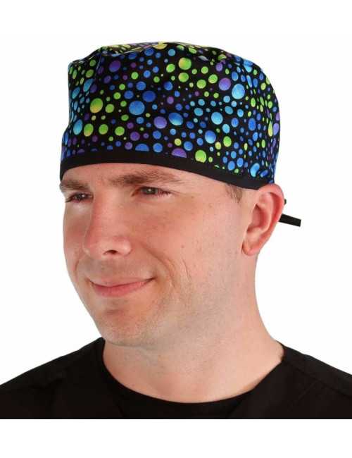 Gorra médica "Azul, verde, puntos púrpura" (210-8653-BL)