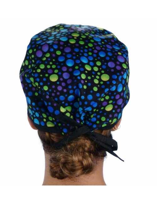 Medical cap "Blue, green, purple dots" (210-8653-BL)