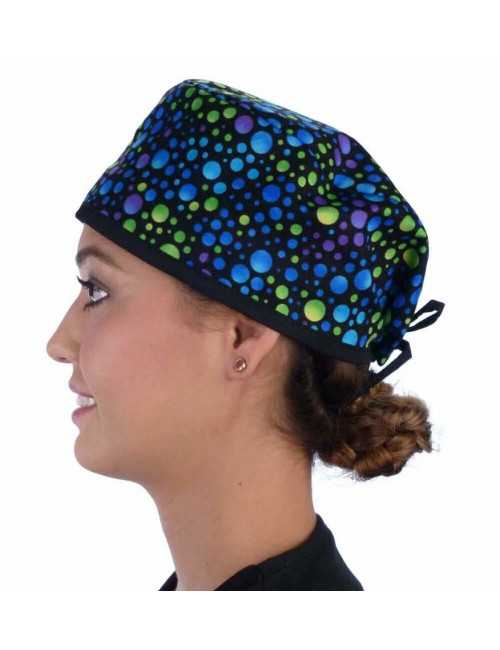 Gorra médica "Azul, verde, puntos púrpura" (210-8653-BL)