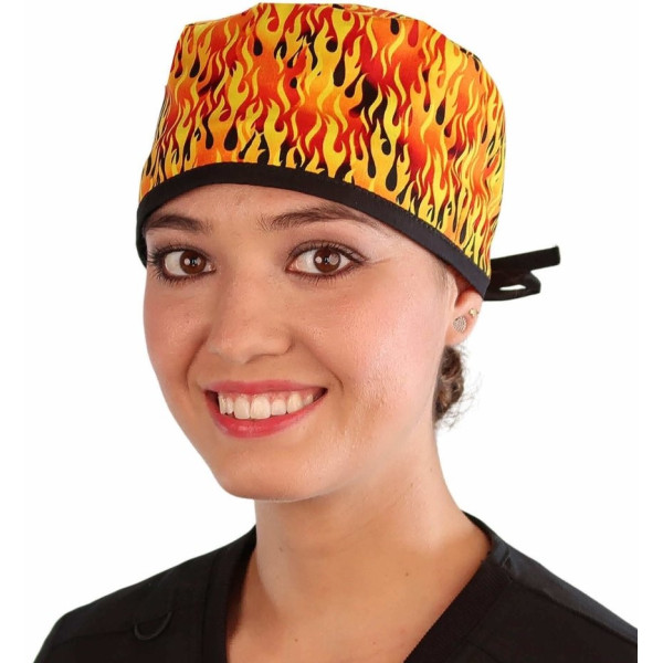 Medical Cap "Red Flames" (210-2040-BL)