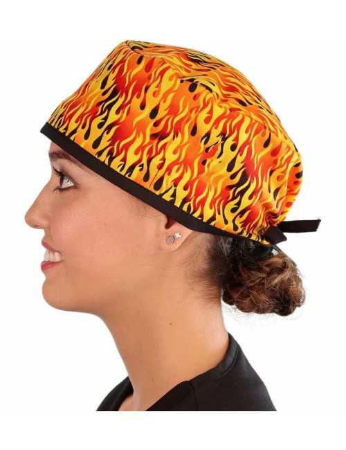 Calot médical "Flammes jaunes" (210-7748-BL) femme face