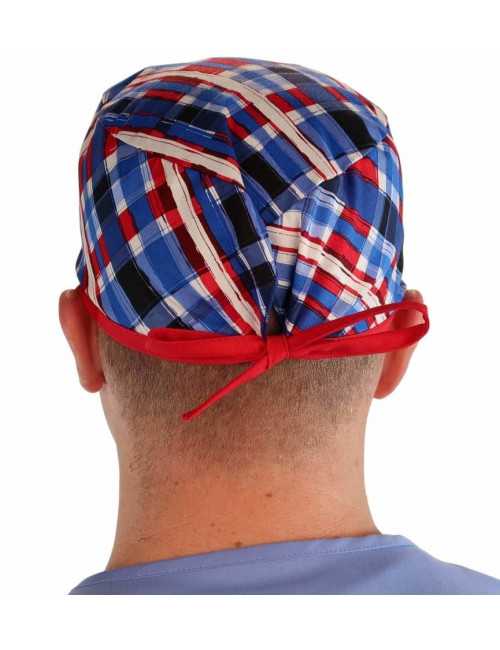 Calot médical "Carreaux tricolores" (210-8587-RE) homme dos