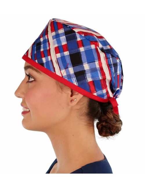 Calot médical "Carreaux tricolores" (210-8587-RE) femme coté