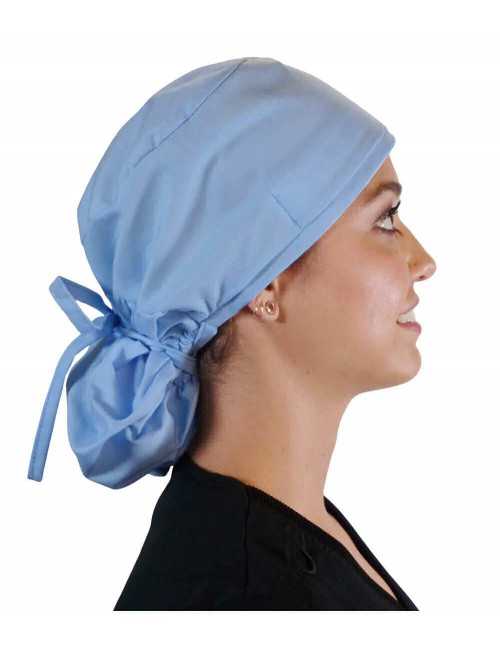 Calot médical Cheveux Longs "Bleu Ciel" (815-1134) femme face