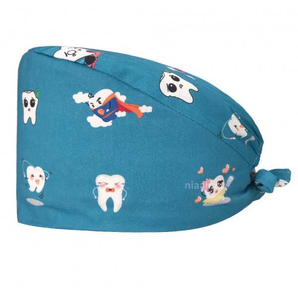 Medical cap "Teeth on turquoise background" (209-22135)