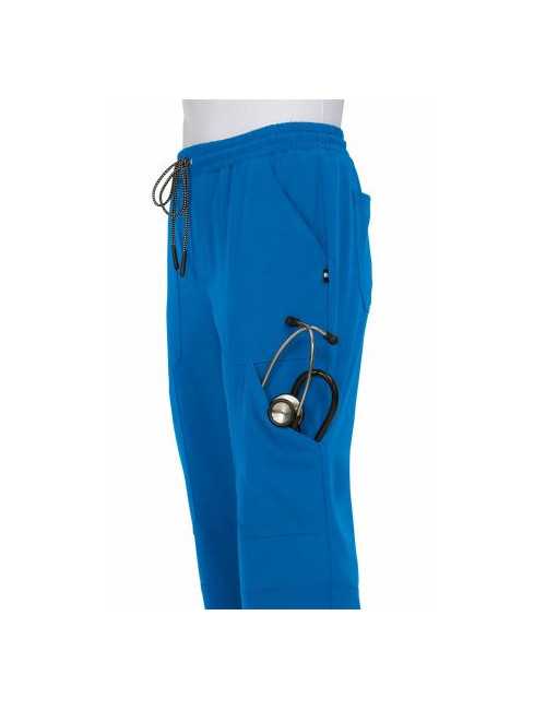 Pantalon médical Femme Koi "Good Vibe", collection Koi Next Gen (740) bleu royal détail