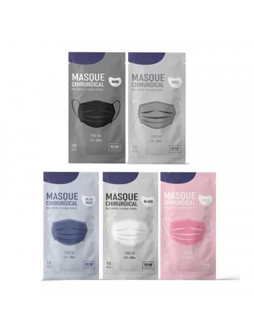Pack de 50 - Masque Chirurgical type IIR Couleur (MASQ-CH-COUL) pack