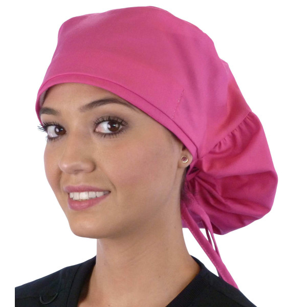 Calot médical Cheveux Longs "Fushia" (815-1151) femme face