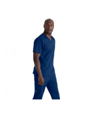 Blouse médicale homme 1 poche, collection "Grey's Anatomy Stretch" (GRST079-) bleu marine gauche