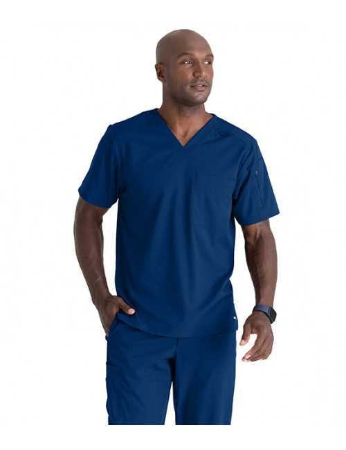 Blouse médicale homme 1 poche, collection "Grey's Anatomy Stretch" (GRST079-) bleu marine face