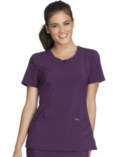 Blouse médicale antimicrobienne Femme Col rond, Cherokee, Collection "Infinity" (2624A) aubergine