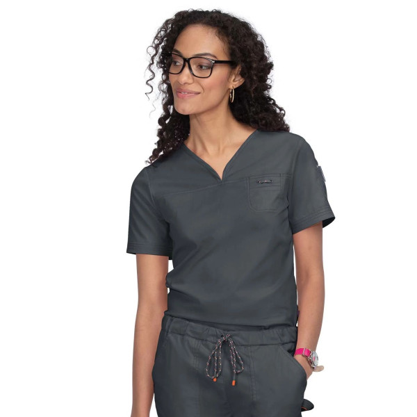 Blouse médicale Femme Koi "Georgia", collection Koi Stretch (1059-) gris anthracite face