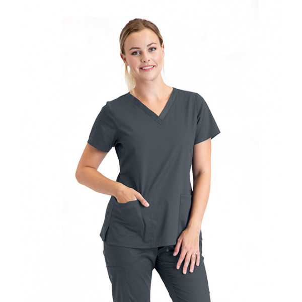 Blouse médicale 3 poches Femme, collection "Barco One Essentials" (BE001) gris face