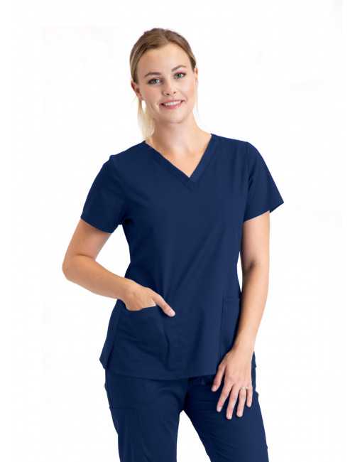 Blouse médicale 3 poches Femme, collection "Barco One Essentials" (BE001) bleu marine face
