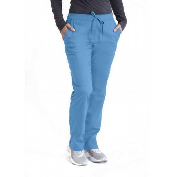 Pantalon médical élastique et cordon Femme, Barco One Essentials (BE004) bleu ciel face