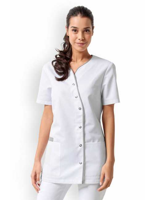 Blouse médicale Femme "Eugénie", Clinic Dress blanc et gris modele