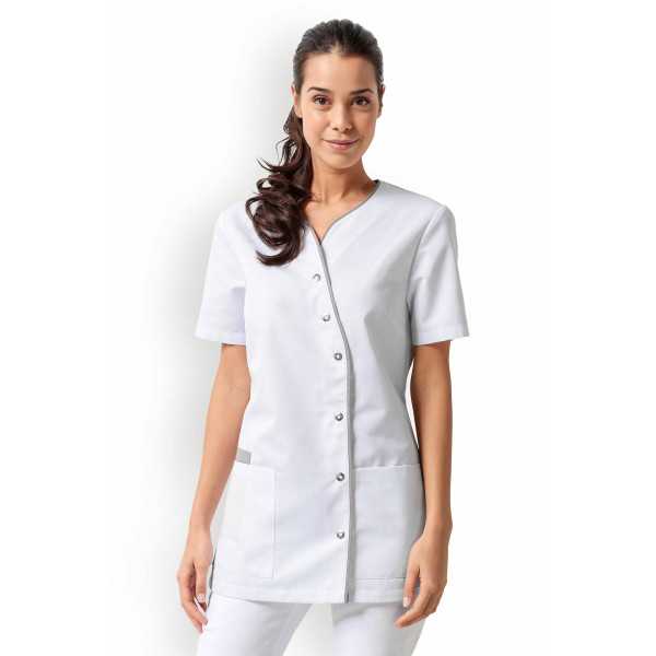 Blouse médicale Femme "Eugénie", Clinic Dress blanc et gris modele