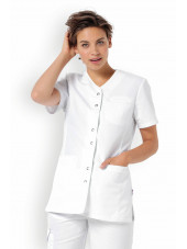 Blouse médicale Femme "Ella", Clinic Dress blanc et blanc modele