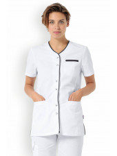 Blouse médicale Femme "Ella", Clinic Dress blanc et gris anthracite modele