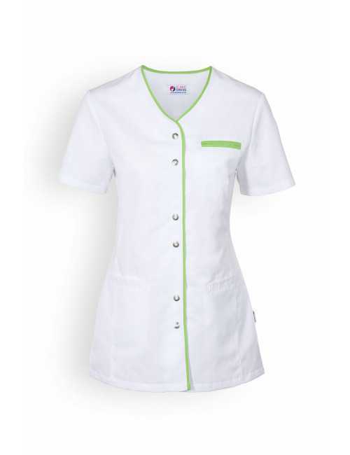 Blouse médicale Femme "Ella", Clinic Dress blanc et vert pomme face