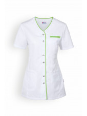 Blouse médicale Femme "Ella", Clinic Dress blanc et vert pomme face