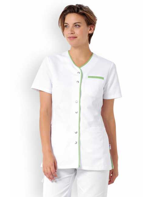 Blouse médicale Femme "Ella", Clinic Dress blanc et vert pomme modele