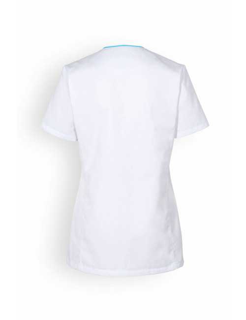 Blouse médicale Femme "Ella", Clinic Dress blanc et turquoise dos