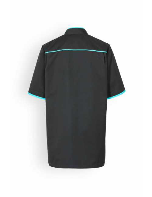 Blouse médicale Unisexe "Maël", Clinic Dress gris anthracite et turquoise modele