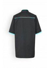 Blouse médicale Unisexe "Maël", Clinic Dress gris anthracite et turquoise dos