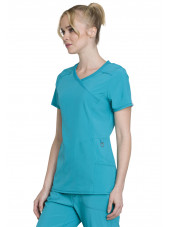 Cache-cœur femme antimicrobien, Cherokee collection "Infinity" (2625A), couleur teal, vue droit