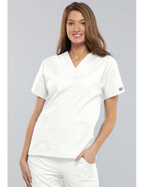 Blouse médicale Femme, 2 poches, Cherokee Workwear Originals (4700) blanc face