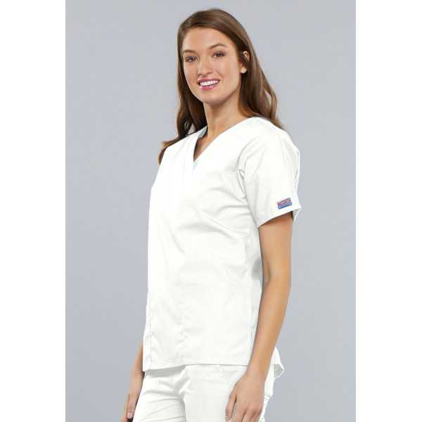 V-neck tunic, two patch pockets Solid colors Cherokee