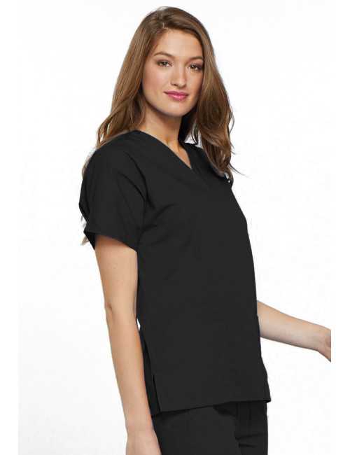 V-neck tunic, two patch pockets Solid colors Cherokee