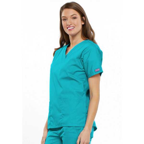 Blouse médicale Femme, 2 poches, Cherokee Workwear Originals (4700) turquoise gauche
