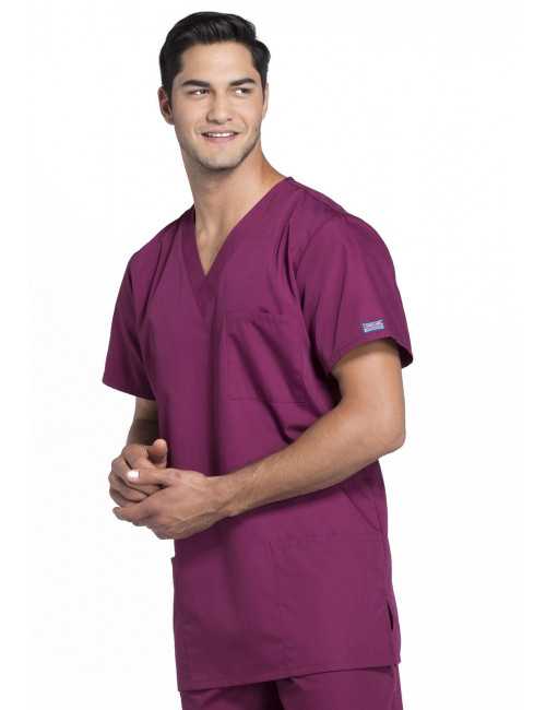 Blouse médicale Homme, 3 poches, Cherokee Workwear Originals (4876) bordeaux droite
