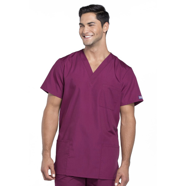 Blouse médicale Homme, 3 poches, Cherokee Workwear Originals (4876) bordeaux face