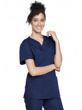 Ensemble médical Blouse et Pantalon, Unisexe, Cherokee (WW530C) bleu marine femme gauche