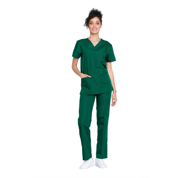 Ensemble médical Blouse et Pantalon, Unisexe, Cherokee (WW530C) vert chirurgien femme face