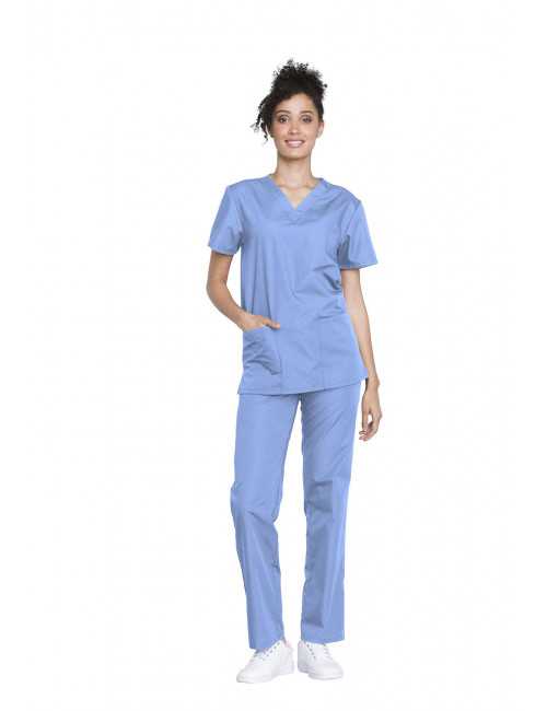 Ensemble médical Blouse et Pantalon, Unisexe, Cherokee (WW530C) bleu ciel femme face
