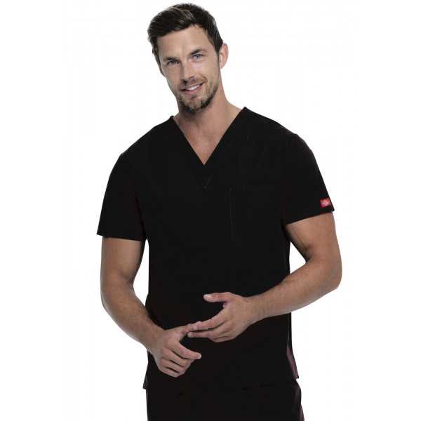 Blouse médicale Homme, Dickies, poche cœur, Collection "EDS signature" (83706), couleur noir, vue modèle face