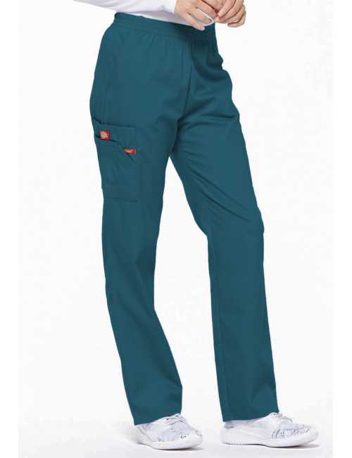 Pantalon médical Unisexe élastique, Dickies, Collection "EDS signature" (86106), couleur vert caraïbe, vue droit