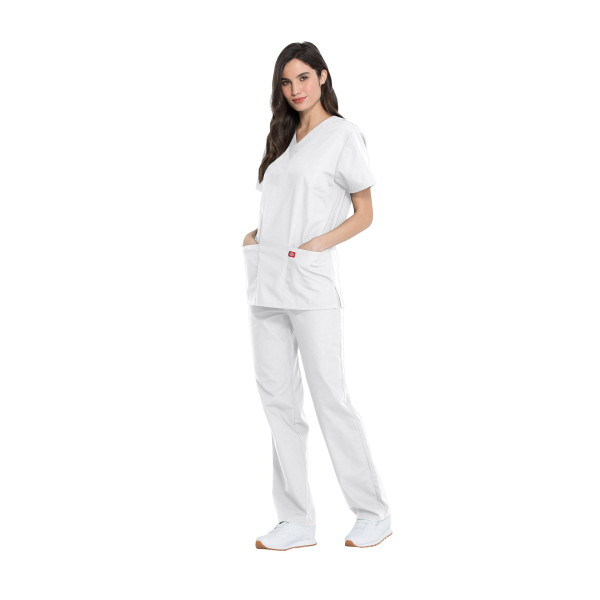 Ensemble médical Blouse et Pantalon, Unisexe, Dickies (DKP520C) femme droite blanc