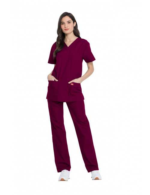 Ensemble médical Blouse et Pantalon, Unisexe, Dickies (DKP520C) femme face bordeaux