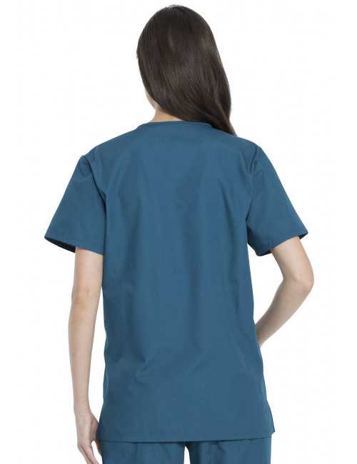 Ensemble médical Blouse et Pantalon, Unisexe, Dickies (DKP520C) vert caraibe blouse femme dos
