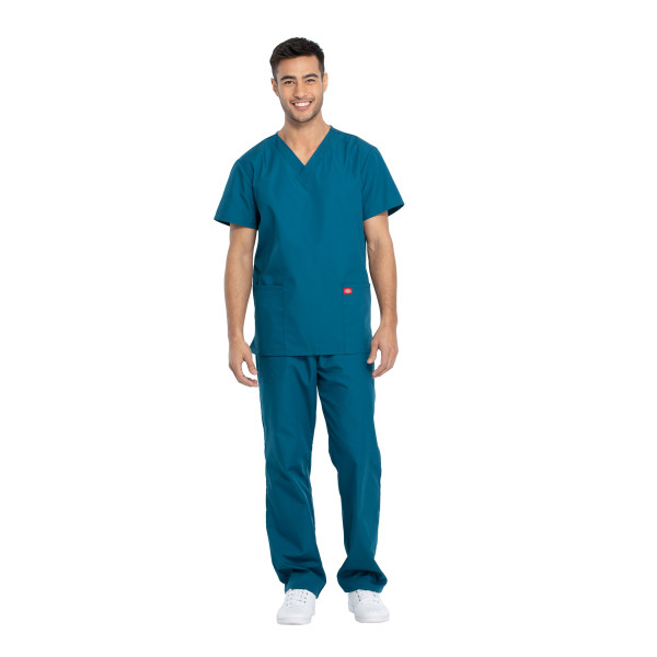 Ensemble médical Blouse et Pantalon, Unisexe, Dickies (DKP520C) vert caraibe homme face Ensemble médical Blouse et Pantalon, Unisexe, Dickies (DKP520C) vert caraibe homme face