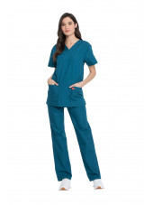 Ensemble médical Blouse et Pantalon, Unisexe, Dickies (DKP520C) vert caraibe femme coté