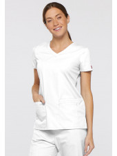 Blouse médicale Col V Femme, Dickies, 2 poches, Collection "EDS signature" (85906) blanc