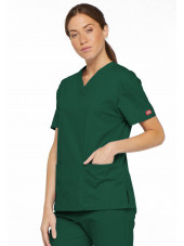 Blouse médicale Col V Femme, Dickies, 2 poches, Collection "EDS signature" (86706) vert chirurgien